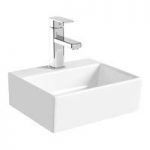 White Counter Top Basin – Square – Glazed Ceramic – 1 Tap Hole – Harrop