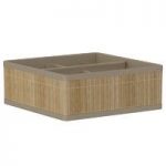Natural Bamboo Storage Basket – 4 Section – Light Brown – Contemporary