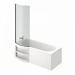 P Shaped Shower Bath – With Storage Shelves – 6mm Glass Screen – Left Handed – Myspace