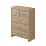 MFI – 2 Over 3 Drawer Chest – Oak Effect – Contemporary – UV Resistant – London