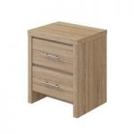 MFI – 2 Drawer Bedside Cabinet – Oak Effect – Contemporary – UV Resistant – London