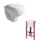 Wall Hung Toilet With Mounting Frame – White – Ceramic – Contemporary – Elena