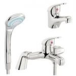 Pulse Basin and Bath Shower Mixer Tap Pack – Single Lever – Chrome Finish