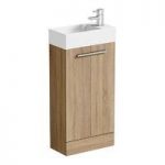 Cloakroom Vanity Unit – Floor Standing – Oak – 410mm Basin – Contemporary