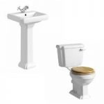 The Bath Co. Dulwich Toilet & Basin Suite – Traditional – 500mm – Oak Seat