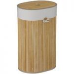 Natural Bamboo Laundry Basket – Oval – 51 Litre – Light Brown – Contemporary