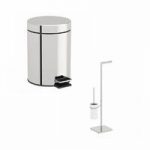 White Toilet Accessory Set – Freestanding – Chrome Finish – Options
