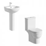 Deco Close Coupled Toilet & Basin Suite – Full Pedestal – 540mm – Ceramic