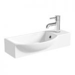 Compact White Basin – 505mm – Semi Recessed – 1 Tap Hole – Constance