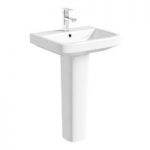 Ive Full Pedestal Basin – 550mm – White – Square Design – Contemporary – Mode
