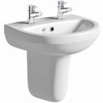 Eden Semi Pedestal Basin – Curved Round – 2 Tap Hole – 550mm – Contemporary
