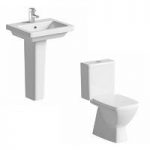 Verso Close Coupled Toilet Suite – 550mm Full Pedestal Basin – Contemporary – Mode