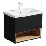 Wall Hung Vanity Unit – Includes Basin – Anthracite & Oak – 600mm – Contemporary – Tate – Mode