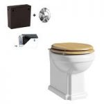 The Bath Co. Traditional Back To Wall Toilet – Oak Seat – Concealed Cistern