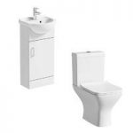 Sienna Cloakroom Vanity Unit – White – With Compact Square Close Coupled Toilet