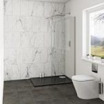 Wet Room Glass Panel – 700mm – With Black Left Handed Tray – 1200 x 800mm – Mode