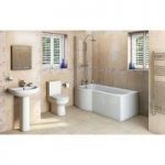 Bathroom Suite – With Evesham P Shape Shower Bath – 1675 x 850mm – Left Handed – Oakley