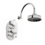 Coniston Shower Valve & Wall Shower Set – Thermostatic – Round Head – Traditional – The Bath Co