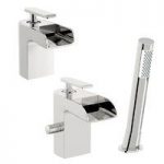 Reinosa Basin and Bath Shower Mixer Tap Pack – Waterfall – Contemporary – Chrome Finish