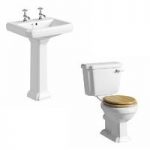 The Bath Co. Dulwich Toilet & Basin Suite – Traditional – 600mm – Oak Seat