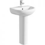 Full Pedestal Basin – Curved Round – 1 Tap Hole – 550mm – Oakley