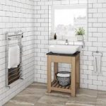Chester Washstand – 600mm – Oak – Black Marble Top – Traditional – The Bath Co