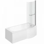 P Shaped Shower Bath – 1500 x 800 – Right Handed – Includes 6mm Shower Screen & Towel Rail