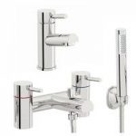 Basin & Bath Shower Mixer Tap Pack – Ceramic Discs – Chrome – Contemporary – Matrix