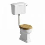 Camberley Low Level Toilet – Oak Soft Close Seat – Traditional – The Bath Co