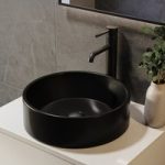 Matt Black Round Countertop Basin 388mm – Alaska