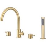 Brushed Brass 4 Hole Bath Shower Mixer Tap – Arissa