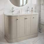 1200mm Beige Curved Freestanding Double Vanity Unit with Basin – Bowland