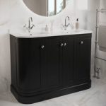 1200mm Black Curved Freestanding Double Vanity Unit with Basin – Bowland