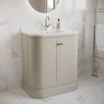 800mm Beige Curved Freestanding Vanity Unit with Basin – Bowland