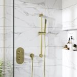 Brushed Brass  Single  Outlet Thermostatic Mixer Shower Set with Hand Shower – Arissa