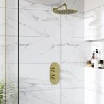 Brushed Brass Single Outlet Wall Mounted Thermostatic Mixer Shower Set – Arissa