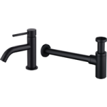 Black Round Bottle Trap and Cloakroom Basin Tap Set – Arissa