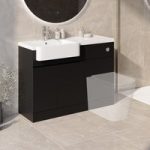 1100mm Black Left Hand Toilet and Sink Unit with Chrome Fittings – Unit & Basin Only – Bali