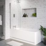 Single Ended Shower Bath with Front Panel & Chrome Bath Screen 1600 x 700mm – Alton