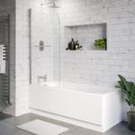 Single Ended Shower Bath with Front Panel & Chrome Bath Screen with Towel Rail 1600 x 700mm – Alton