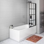 1600 x 700 Alton Single Ended Round Bath with Front Panel & Black Grid Screen – Right Hand