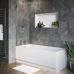 Single Ended Shower Bath with Front Panel & Chrome Bath Screen with Towel Rail 1500 x 700mm – Rutland