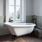 Freestanding Single Ended Roll Top Slipper Bath with Black Feet 1555 x 725mm – Park Royal