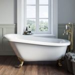 Freestanding Single Ended Roll Top Slipper Bath with Brushed Brass Feet 1700 x 710mm – Park Royal