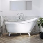 Freestanding Single Ended Roll Top Slipper Bath with White Feet 1625 x 695mm – Lunar