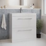 800mm White Freestanding Vanity Unit with Basin and Chrome Handles – Ashford