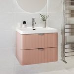 600mm Pink Wall Hung Vanity Unit with Basin and Chrome Handles – Empire