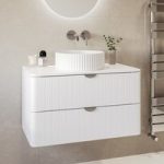 800mm White Wall Hung Countertop Vanity Unit with Basin and Chrome Handles – Empire