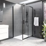 Black 8mm Glass Rectangular Sliding Shower Enclosure 1000x800mm – Pavo