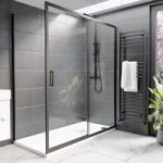 Black 8mm Glass Rectangular Sliding Shower Enclosure 1700x800mm – Pavo